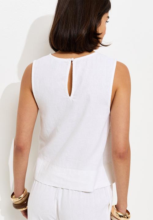 New Look - Linen Blend Sleeveless Top - White