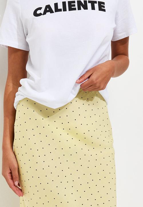 New Look - Spotty Bias Cut Midi Skirt - Yellow