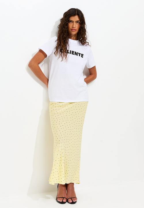 New Look - Spotty Bias Cut Midi Skirt - Yellow