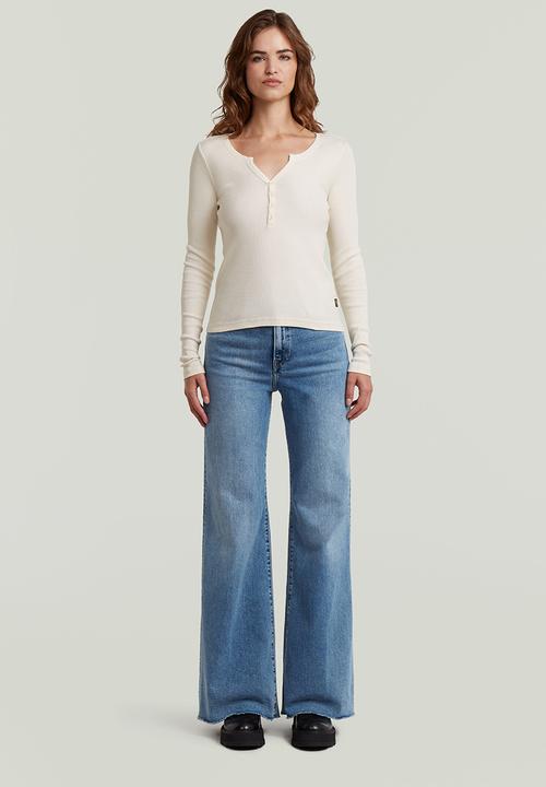 G-STAR - Deep v henley slim l\s wmn - eggnog