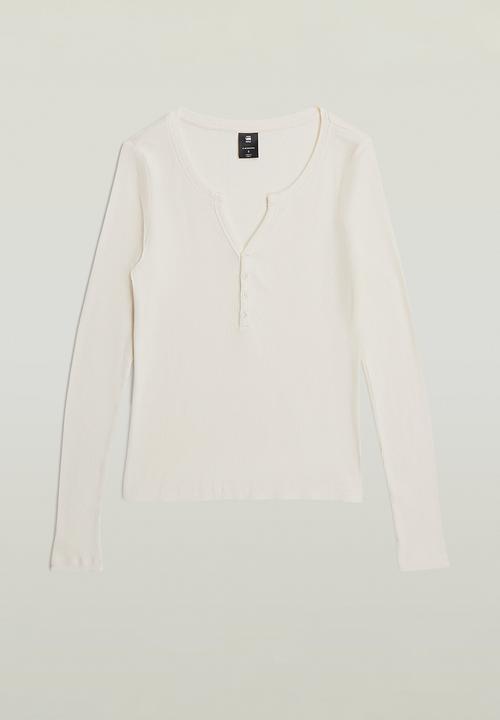G-STAR - Deep v henley slim l\s wmn - eggnog