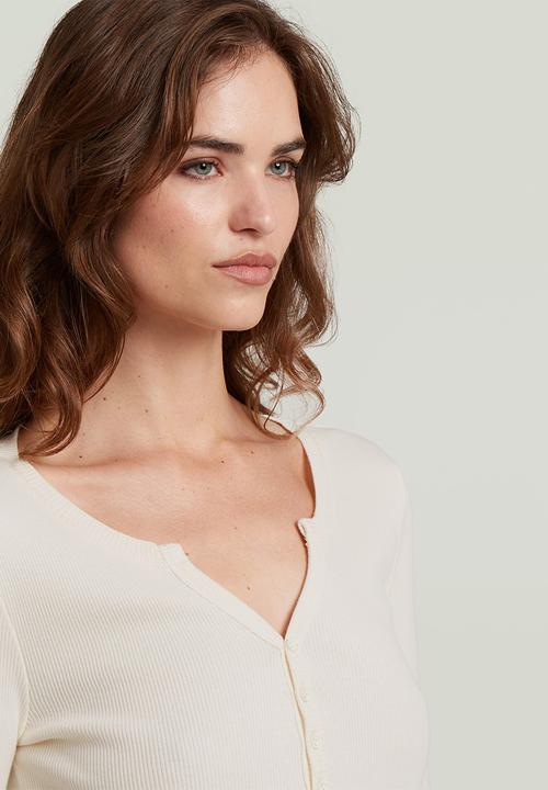 G-STAR - Deep v henley slim l\s wmn - eggnog