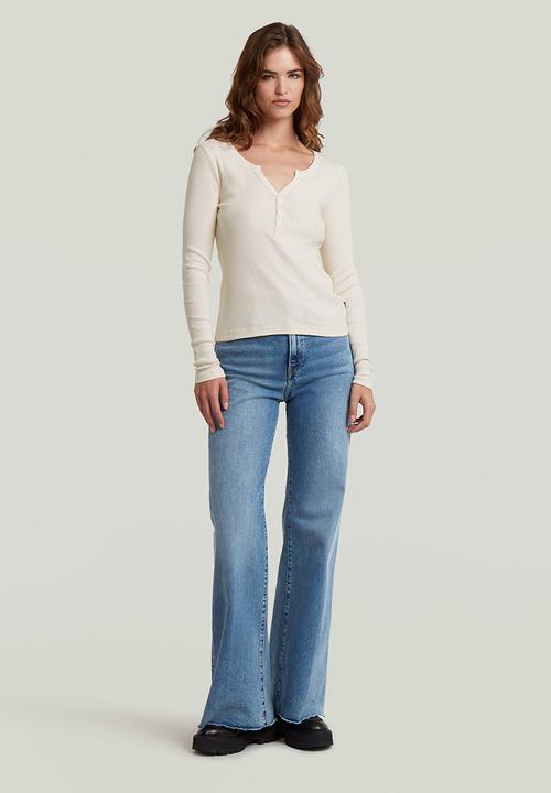 G-STAR - Deep v henley slim l\s wmn - eggnog