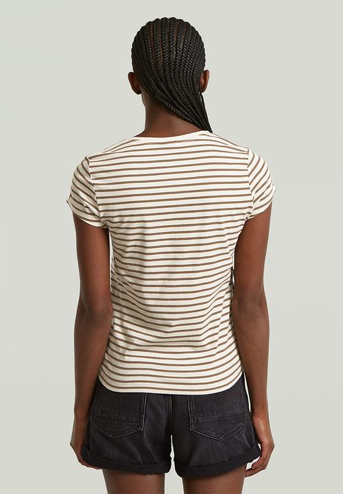 G-STAR - Stripe eyben slim v t 2.0 wmn - whitebait/teak stripe