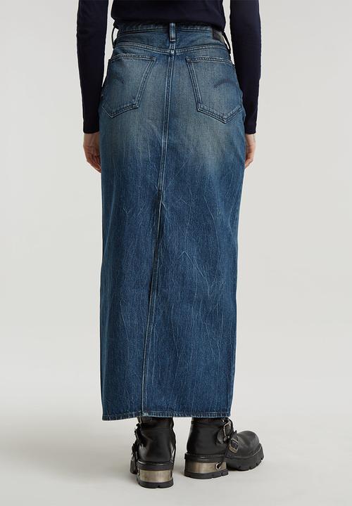 G-STAR - Viktoria Long Skirt wmn - worn in mountain dusk destroyed