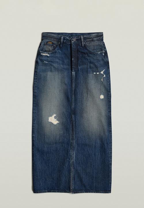 G-STAR - Viktoria Long Skirt wmn - worn in mountain dusk destroyed