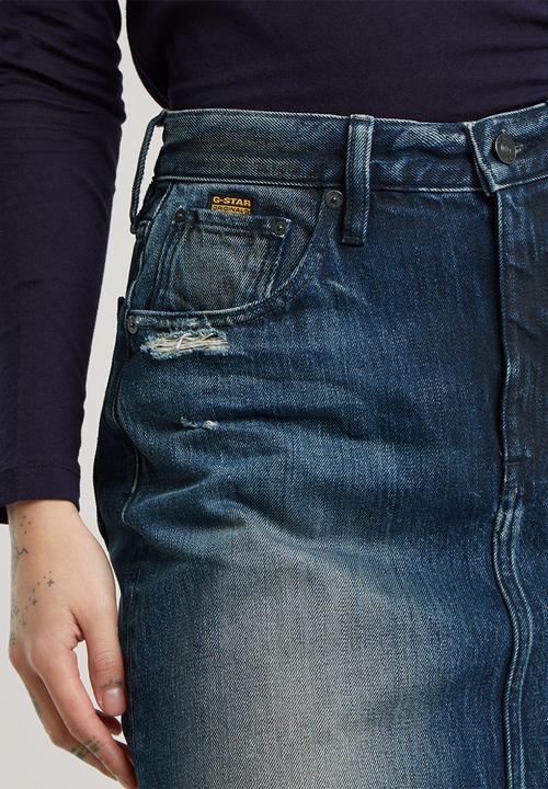 G-STAR - Viktoria Long Skirt wmn - worn in mountain dusk destroyed