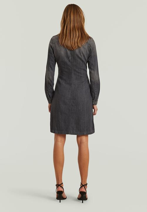 G-STAR - Tacoma slim flare dress l\s - faded black magnet