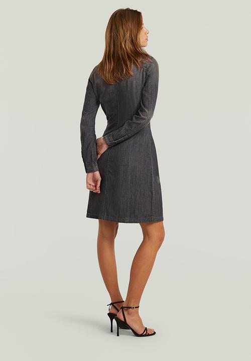 G-STAR - Tacoma slim flare dress l\s - faded black magnet