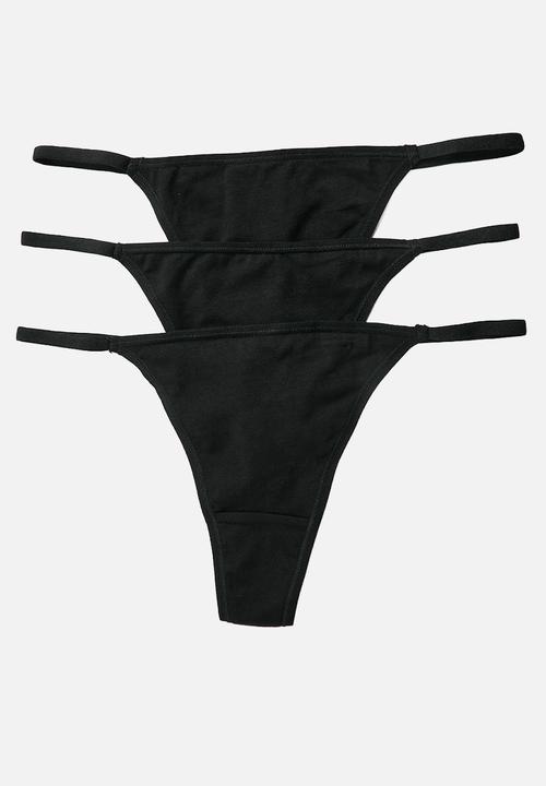 3-Pack cotton tanga thong briefs - black