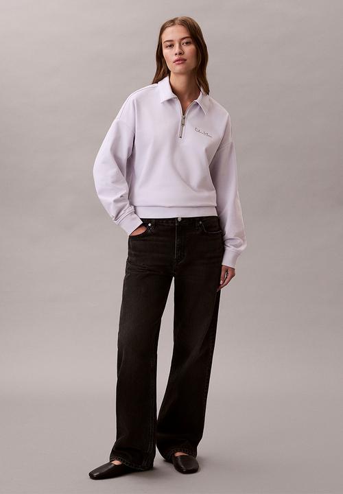 Calvin Klein - Long sleeve french terry graphic qz sweatshirt - frosty lilac