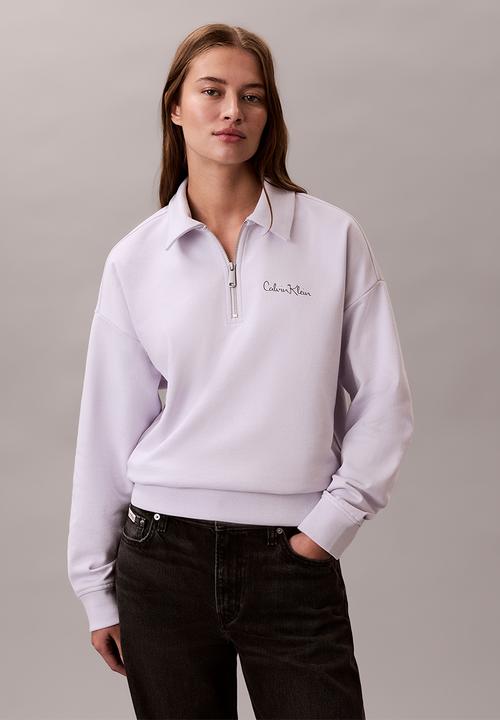 Calvin Klein - Long sleeve french terry graphic qz sweatshirt - frosty lilac
