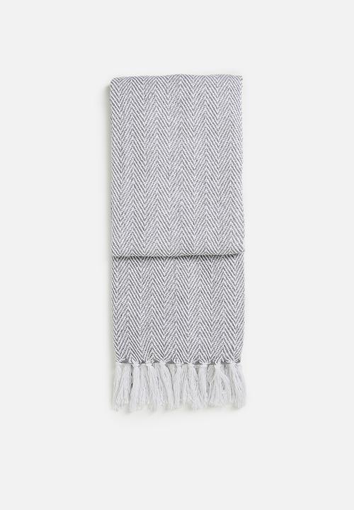 Sixth Floor - Brushed Cotton Chevron Throw Navy