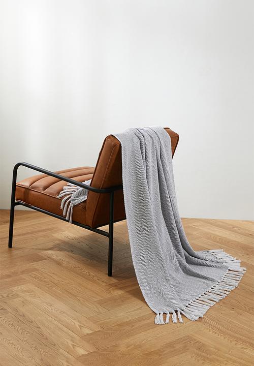 Sixth Floor - Brushed Cotton Chevron Throw Navy