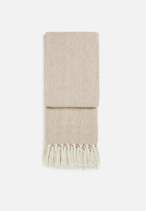 Sixth Floor - Brushed Cotton Chevron Throw Stone