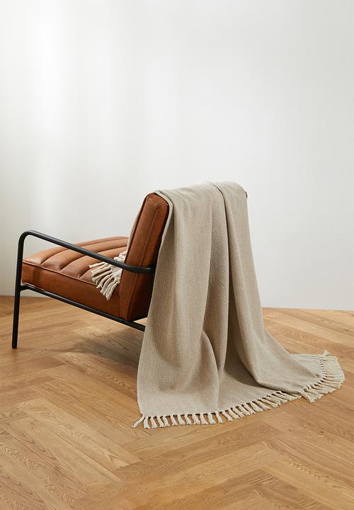 Sixth Floor - Brushed Cotton Chevron Throw Stone