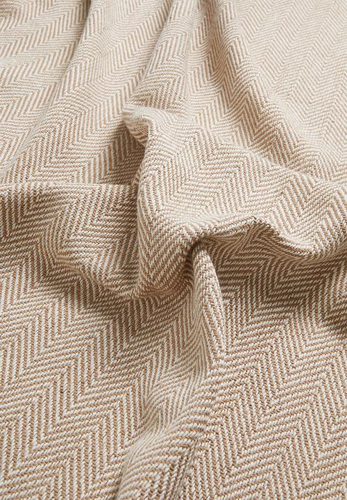Sixth Floor - Brushed Cotton Chevron Throw Stone