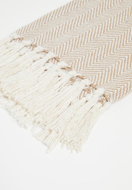 Sixth Floor - Brushed Cotton Chevron Throw Stone