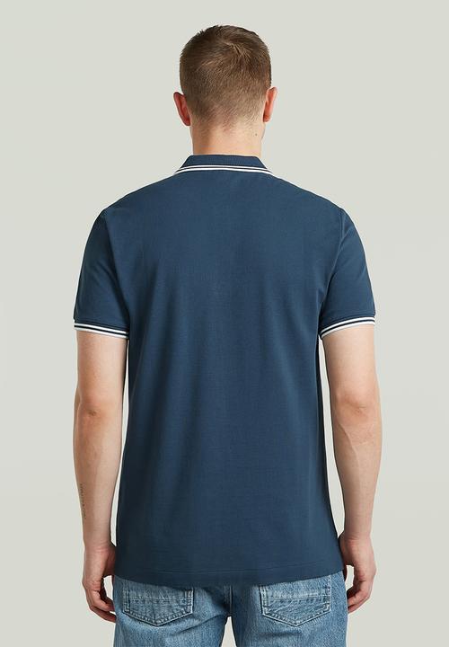G-STAR - Dunda Slim Stripe Polo Short Sleeve - Rank Blue