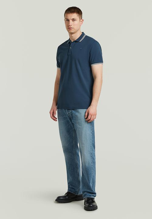 G-STAR - Dunda Slim Stripe Polo Short Sleeve - Rank Blue