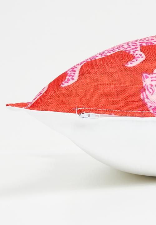 Grey Gardens - Red Leopard - Cushion Cover