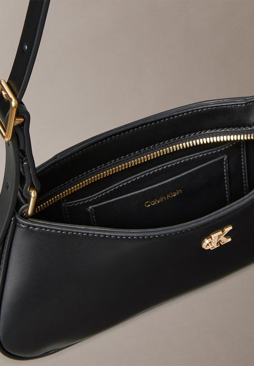 Calvin Klein - Ck small shoulder bag- black / antique light gold
