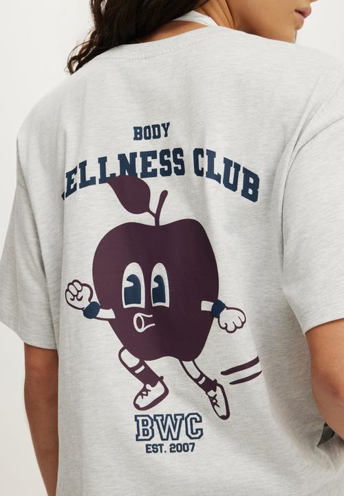 Cotton On - Active Graphic Tee - Light Grey Marle/Collegiate
