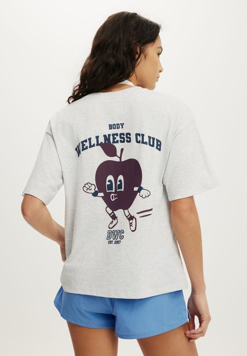 Cotton On - Active Graphic Tee - Light Grey Marle/Collegiate