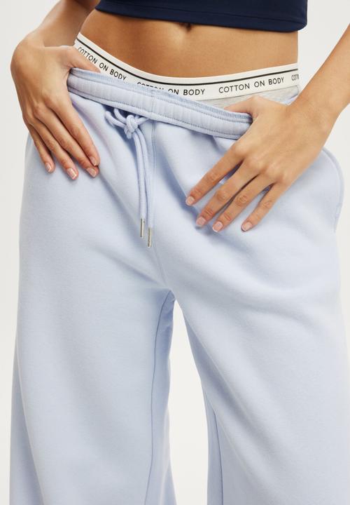 Cotton On - Plush Tie Waist Wide Leg Sweatpant - Violet Blue