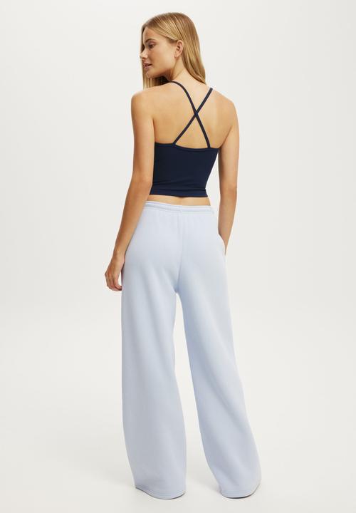 Cotton On - Plush Tie Waist Wide Leg Sweatpant - Violet Blue