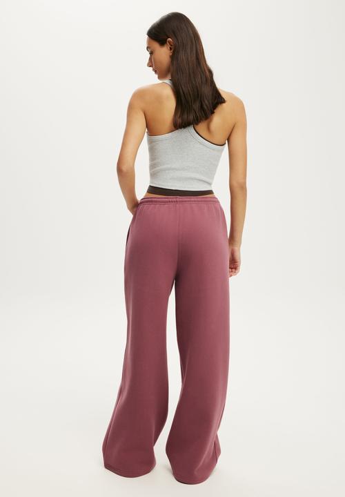 Cotton On - Plush Tie Waist Wide Leg Sweatpant - Dusty Rose