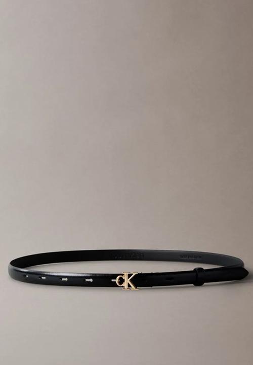 Calvin Klein - Ck buckle 15mm fixed belt- black / antique light gold