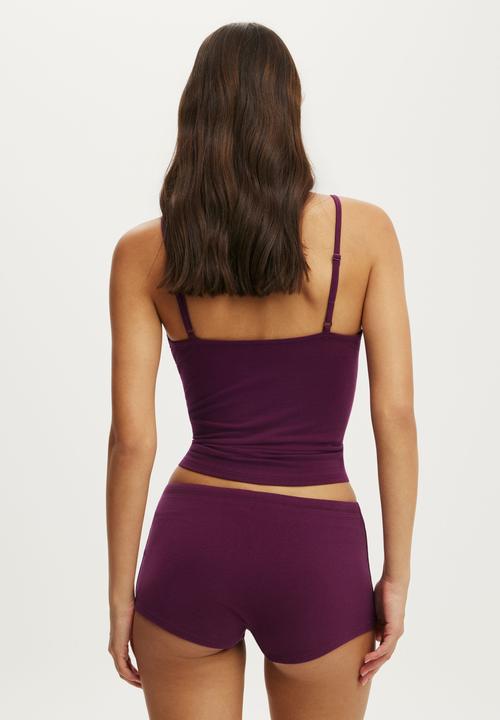 Cotton On - Dreamy soft tie micro short - blackcurrant