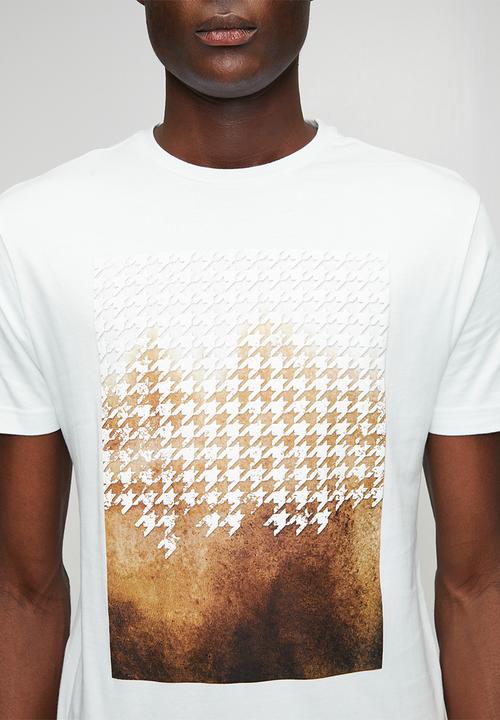 POLO - Printed Houndstooth Short Sleeve Tee - White