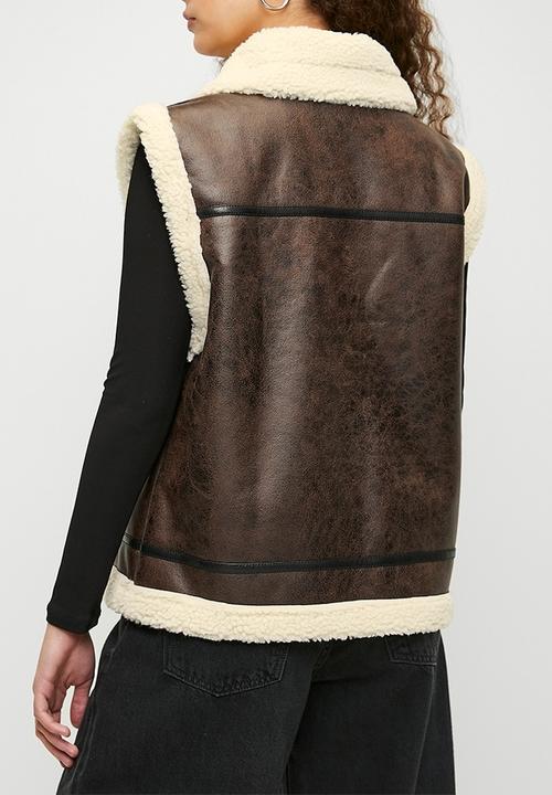 H&M - Teddy-lined gilet - dark brown