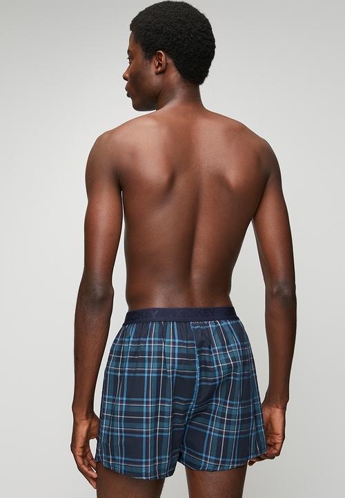 Jockey - 2Pk Loe Woven Boxer Shorts - Blue/Black