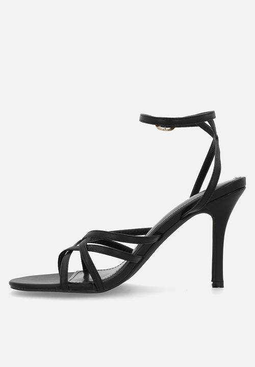Raid London - Ettah open toe stiletto heel ankle strap - black 