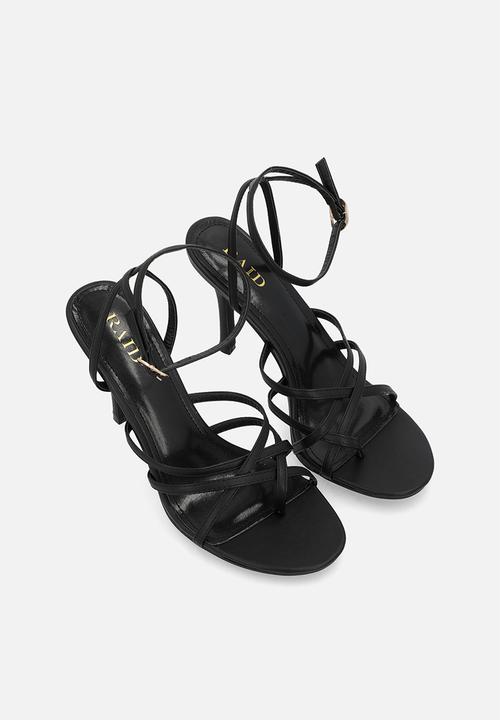 Raid London - Ettah open toe stiletto heel ankle strap - black 