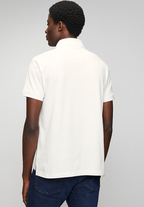 Replay - Cotton Blend Pique Polo Shirt - Natural White