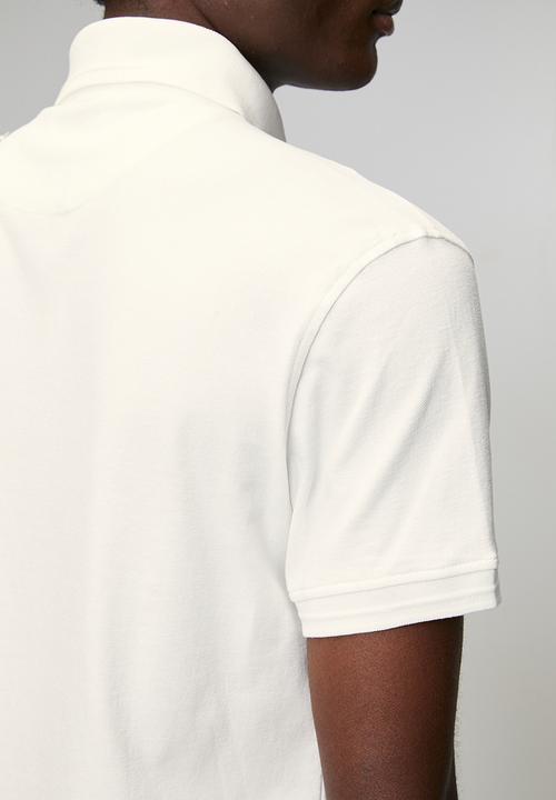 Replay - Cotton Blend Pique Polo Shirt - Natural White