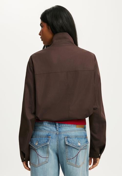 Cotton On - Arlo Funnel Neck Jacket - Dark Oak