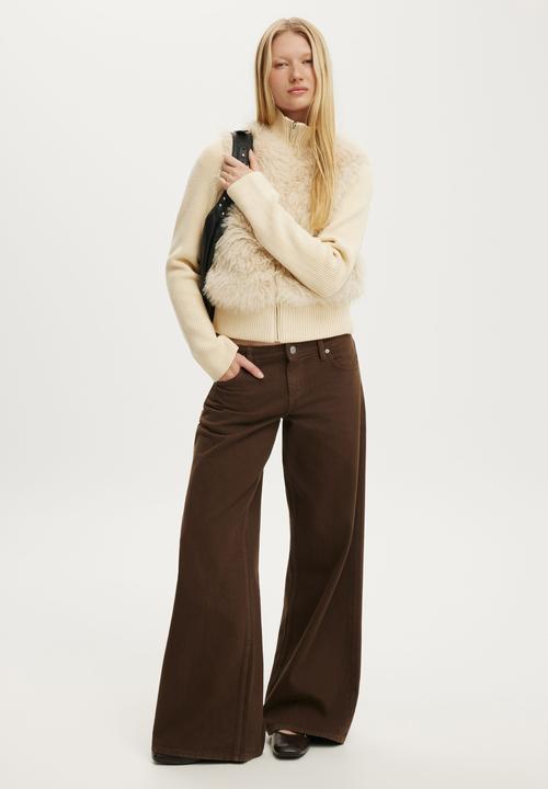 Cotton On - Faux fur knit jacket - cream