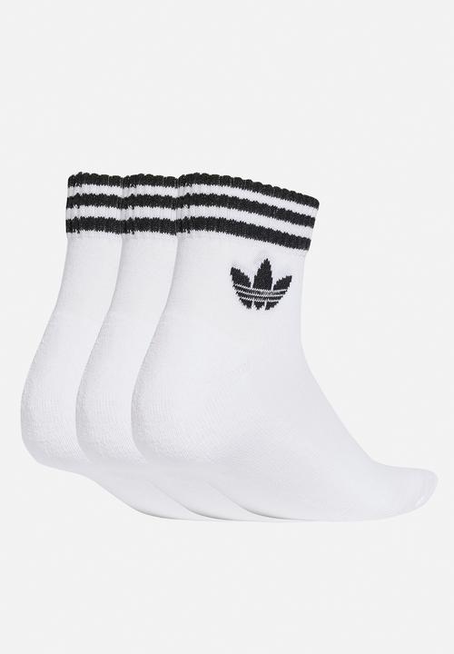 adidas Originals - 3-Stripes Ankle Socks 3 Pairs - White/Wht/Wht
