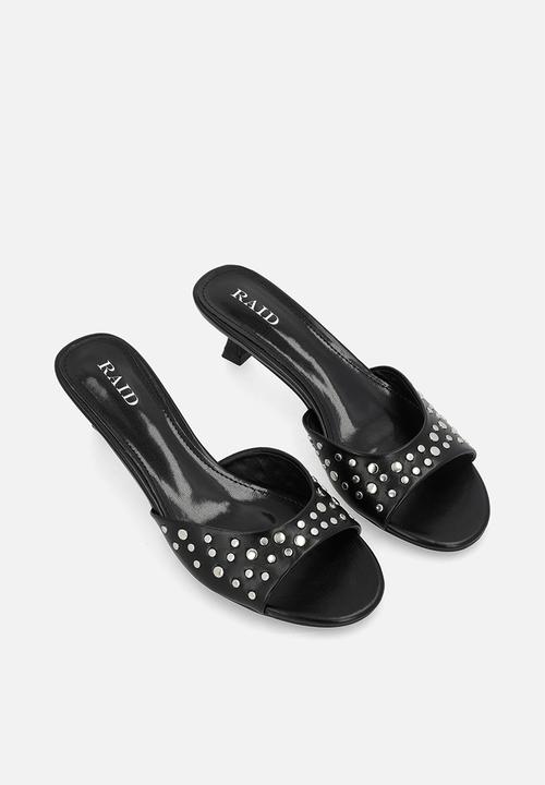 Raid London - Calenna open toe stiletto heel mule - black 