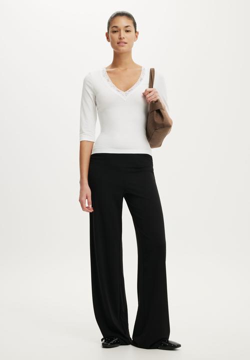 Cotton On - Eva Lace 3/4 Top - White