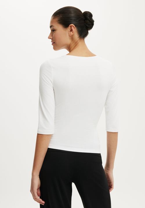 Cotton On - Eva Lace 3/4 Top - White