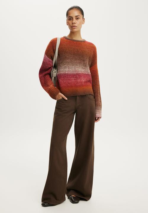 Cotton On - Luxe Crew Neck Sweater - Pink Ombre
