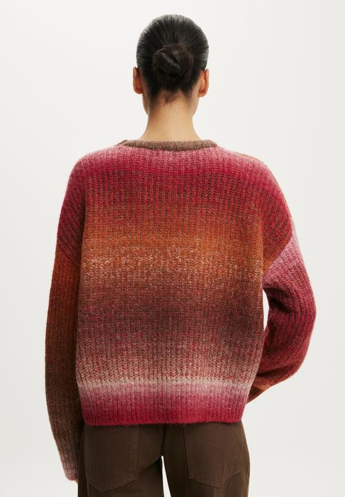 Cotton On - Luxe Crew Neck Sweater - Pink Ombre