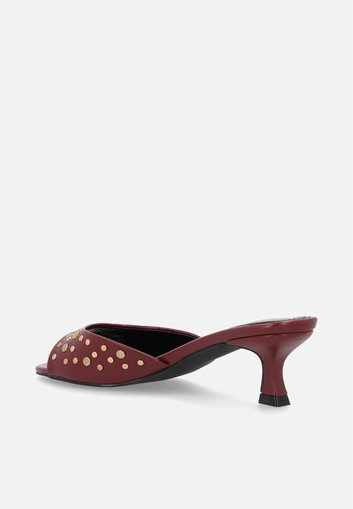 Raid London - Calenna open toe stiletto heel mule - burgundy 