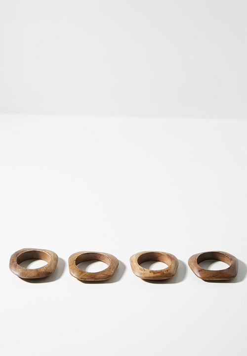 Sixth Floor - Organic Shaped Wooden Napkin Rings Set 4